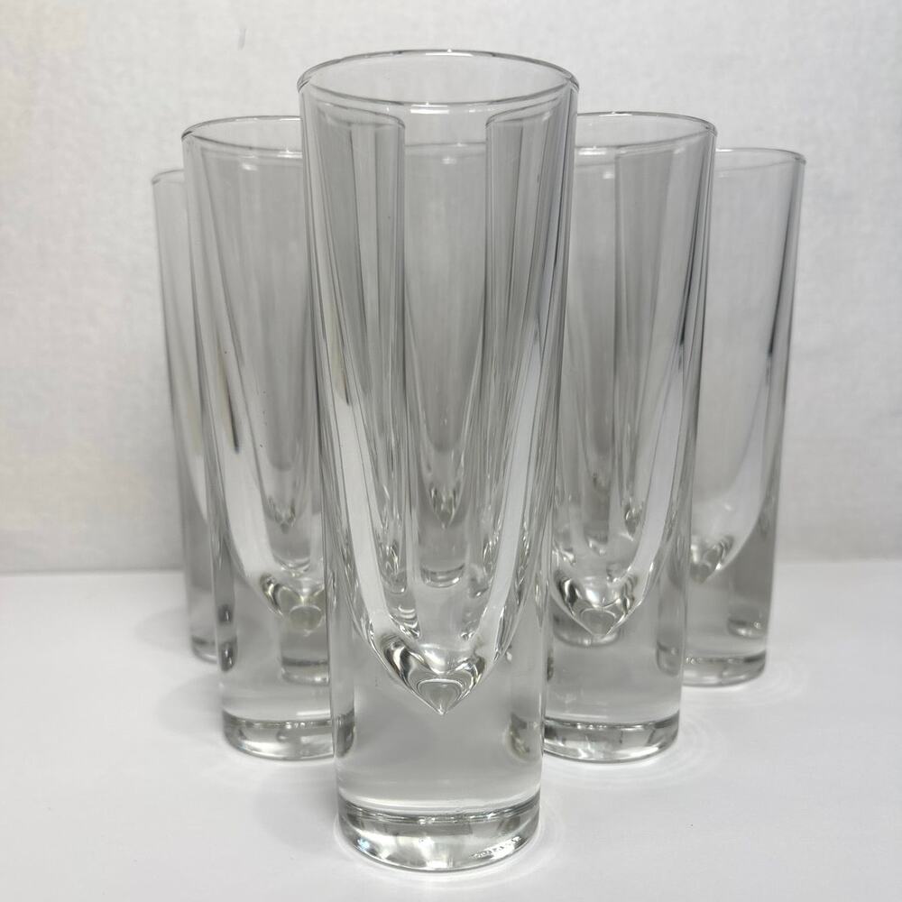 Vintage Carlo Moretti Italian Bullet Glasses Weighted Made In Italy Set 7 Heavy